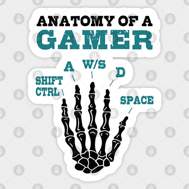 Anatomy Of A Gamer Sticker by JessArty